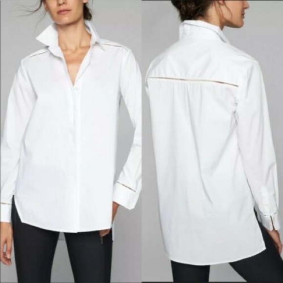 Athleta Tops - Athleta Poplin Popover White Coastal Granny Long Sleeve Button Down Shirt Small